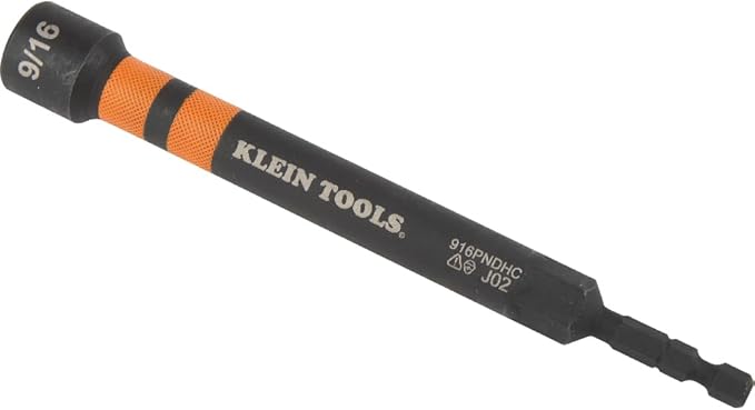 Klein Tools 80182 Ratcheting Impact-Rated Hollow Power Nut Driver Set with Handle, Magnetic, 6 SAE Hex Sizes plus Zipper Canvas Tool Bag, 12.5 x 7 x 0.7-Inch 8-Piece