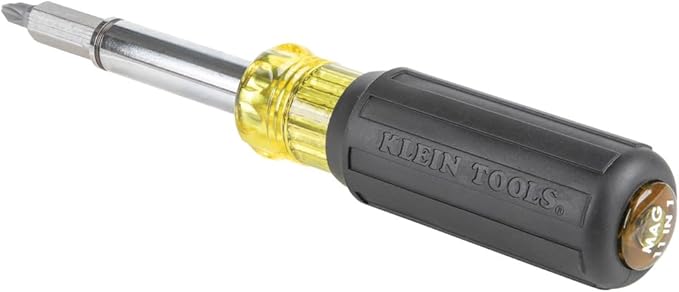 Klein Tools 32500MAG Magnetic Multi-Bit Screwdriver / Nut Driver, 11-in-1 Multi Tool with 8 Bits, 3 Nut Driver Sizes, Cushion Grip Handle