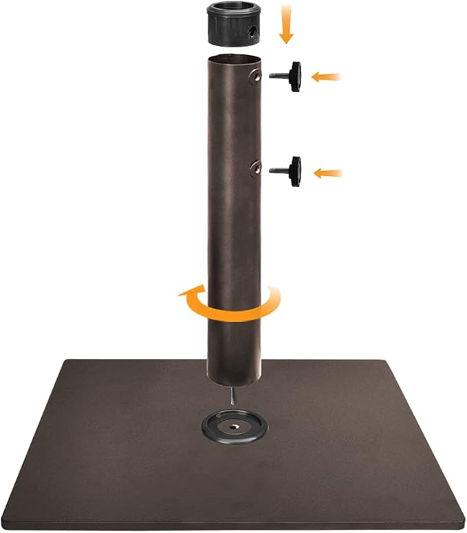 EliteShade USA Up to 160 lbs Square Umbrella Base Steel Plate Stand Market Patio Outdoor Heavy Duty Umbrella Holder, Bonus 18.5" Square Weight Sand Bag, Sand is not Included, Reddish-Brown