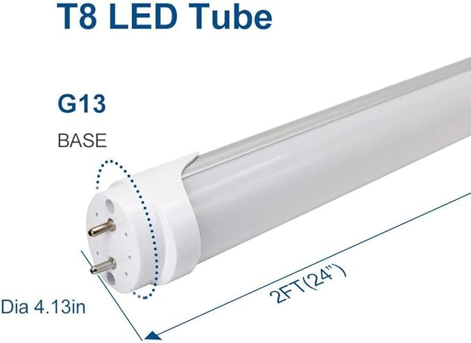 LightingWill LED T8 Light Tube 2FT, Warm White 3000K-3500K, Dual-End Powered Ballast Bypass, 1000Lumens 10W 4W Fluorescent Equivalent, Frosted Cover, AC85-265V Lighting Tube Fixtures, 1 Pack