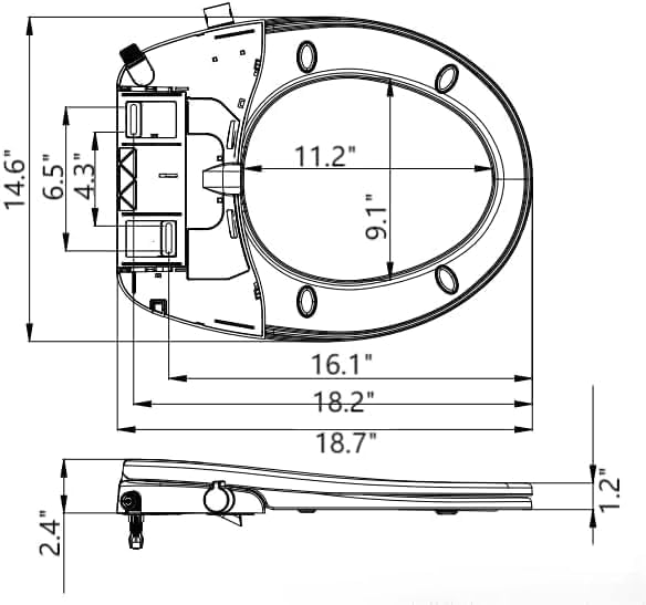 Bidet Toilet Seat for Round Toilet, Non-Electric Dual Nozzle Bidet Attachment with Soft Close Lid, Feminine Hygiene Toilet Seat Cover for Women, Easy Install, White, 17 Inch