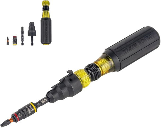 Klein Tools 85191HD Flip Socket Conduit Reamer Driver, 3-in-1 Impact-Rated Tool for 1/2-Inch, 3/4-Inch, 1-Inch Conduit, Integrated Quick-Connect Handle with Magnetic Bit Holder