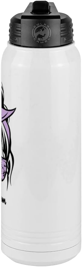 Chorus Mom Water Bottle, Messy Bun, White 30 oz Polar Camel with Straw Lid, Stainless Steel, Vacuum Insulated