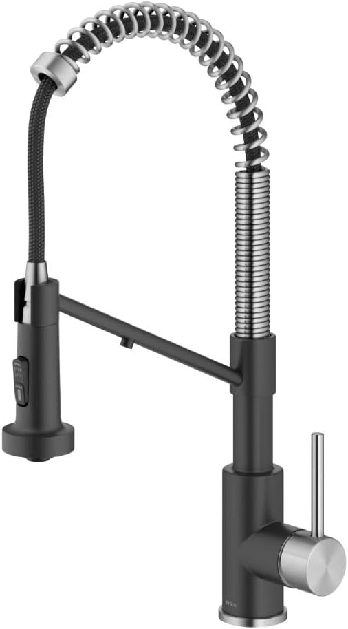 KRAUS Bolden 2-in-1 Commercial Style Pull-Down Single Handle Water Filter Kitchen Faucet for Reverse Osmosis or Water Filtration System in Spot-Free Stainless Steel/Matte Black, KFF-1610SFSMB