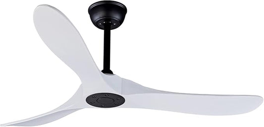 Bigzone 52" Outdoor/Indoor Ceiling Fan With Remote Control, DC Motor Quiet Energy Saving,3 White Balsa Wood Blades,Wood Ceiling Fan With Reversible Blades