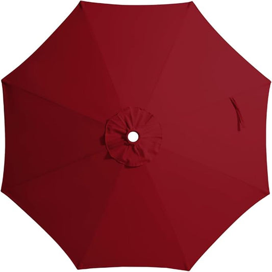 JEAREY 9 ft Patio Umbrella Replacement Canopy for 8 Ribs, Table Market Yard Umbrella Replacement Top Cover-Dark Red (Canopy Only)