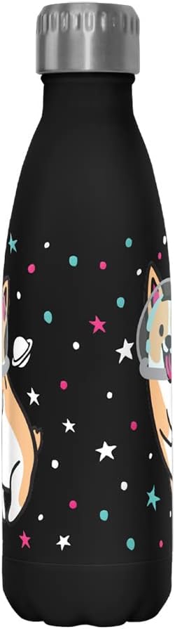 Fifth Sun Space Corgi 17 oz Stainless Steel Water Bottle, 17 Ounce, Multicolored