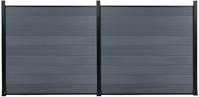 6 Ft×12 Ft Wood Plastic Composite Fence Panels, Privacy Fence Screen, Decorative Garden, Patio, Backyard Fence with 3 Post