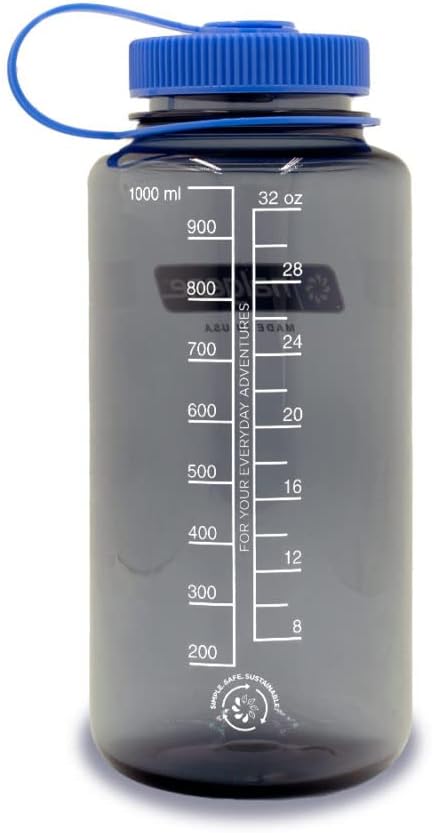 Nalgene Sustain Tritan BPA-Free Water Bottles Made with 50% Recycled Plastic Waste | 48 OZ Wide Mouth & 32 OZ Narrow Mouth, Grey