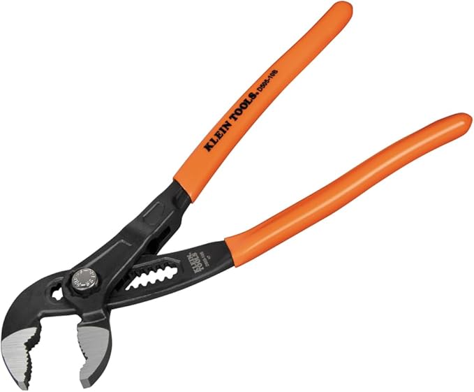 Klein Tools D50510B Pump Pliers, Klaw Quick-Adjust, Curved Jaw, Hardened Teeth for Maximum Torque, 10-Inch