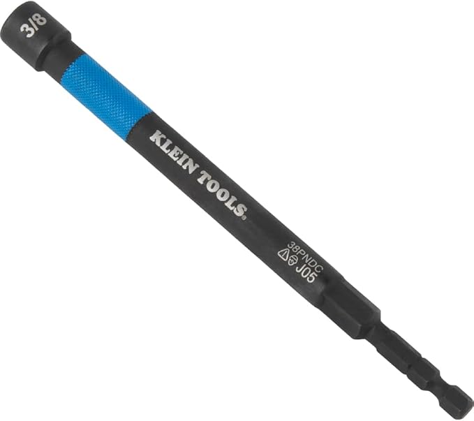 Klein Tools 65411PK3 Magnetic Color-Coded Power Nut Setter Set, 1/4-Inch Impact Hex Drive, 5-Inch Shaft, Extended Reach, 3-Piece