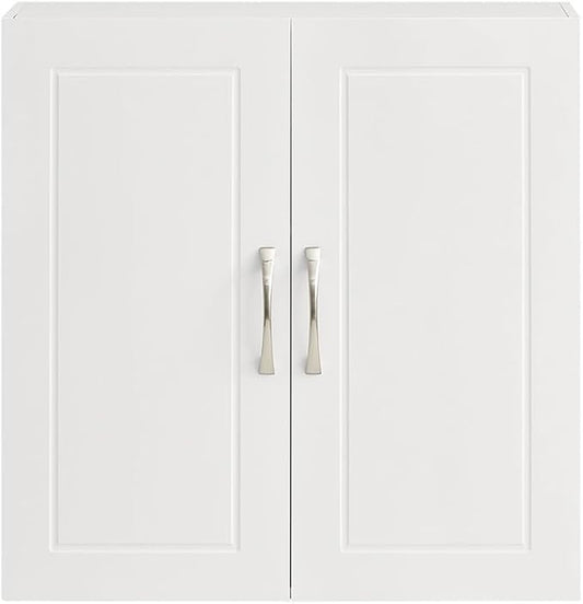 SoBuy Narrow Bathroom Wall Cabinet, Over The Toilet Storage Cabinet, Bathroom Wall Cabinet with Doors and Adjustable Shelves, Medicine Cabinet Organizer for Small Bathroom Storage, White FRG231-T-W