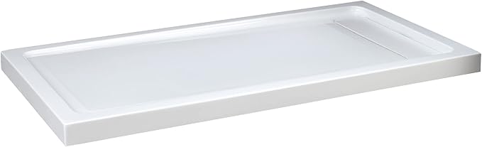 OVE Decors 60-in W x 32-in D Shower Base Pan Rectangle, Hidden Side Drain, White Acrylic, Reversible Design
