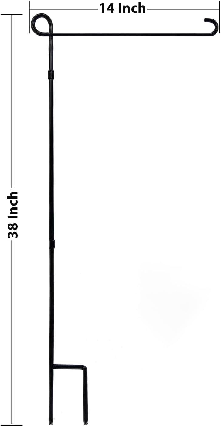 TOPFLAGS Garden Flag Stand with American Flag Garden Flag Metal Yard Flag Holder Pole Stake Small Flag Stands for Garden Flags 12 x 18 with Clips and Stopper 2 Pack