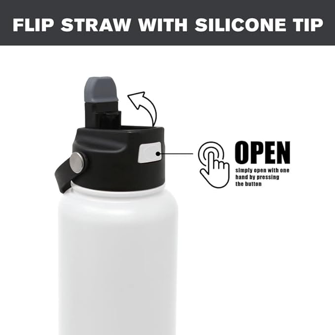 Hydraflow Hybrid - Triple Wall Vacuum Insulated Water Bottle with Flip Straw (17oz, Sand) Stainless Steel Metal Thermos, Reusable Leak Proof BPA-FREE for Sports and Travel