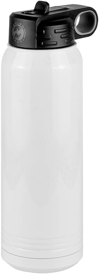 Tennis Mom Water Bottle, Messy Bun, White 30 oz Polar Camel with Straw Lid, Stainless Steel, Vacuum Insulated