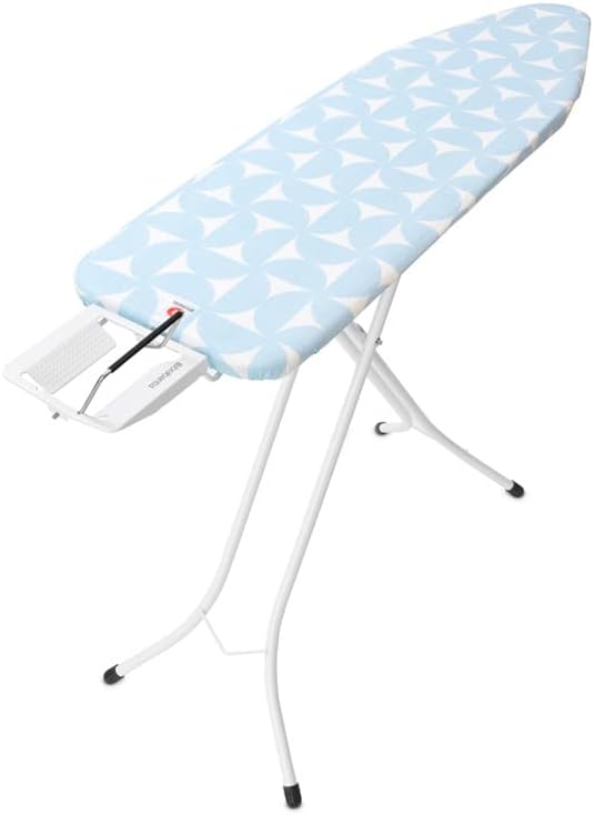 Brabantia Size B Ironing Board (49x15 in) 7 Height Options, Adjustable Steam Iron Rest Holder (Fresh Breeze) Non-Slip Feet, Anti-Collapse Child Locks