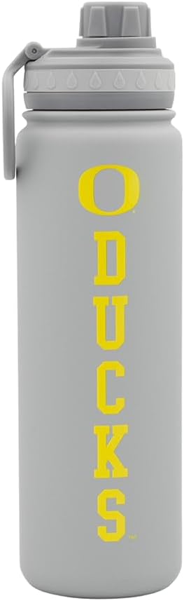 Oregon Ducks Water Bottle - Gray Double Walled Stainless Steel 24 oz Keeps Drinks Cold or Hot