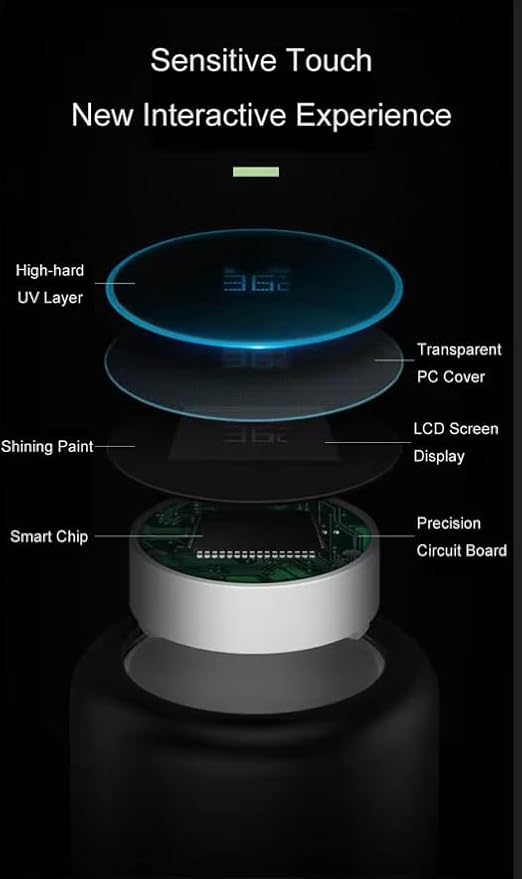 Smart Stainless Steel Water Bottle with LED Temperature Display, 16oz (480ml), Double Wall, Reusable Tumbler (Silver)