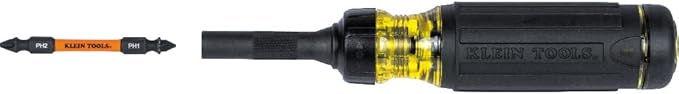 Klein Tools 32315HD 15-in-1 Multi-Bit Ratcheting Screwdriver, Impact-Rated, 7 Double-Ended ProFlex Torsion Zone Tips, 1/4-Inch Nut Driver, 8-Piece