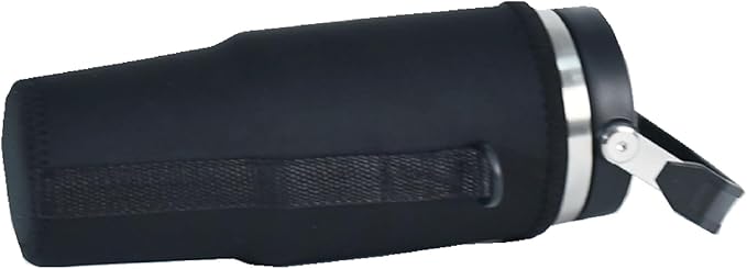 AF-WAN Neoprene Carrier Water Bottle Insulation Sleeve,Waterproof, Anti-Slip, Anti-Scratch Pouch with Shoulder Strap, Compatible With STANLEY IceFlow Stainless Steel Tumbler 30oz (Black)