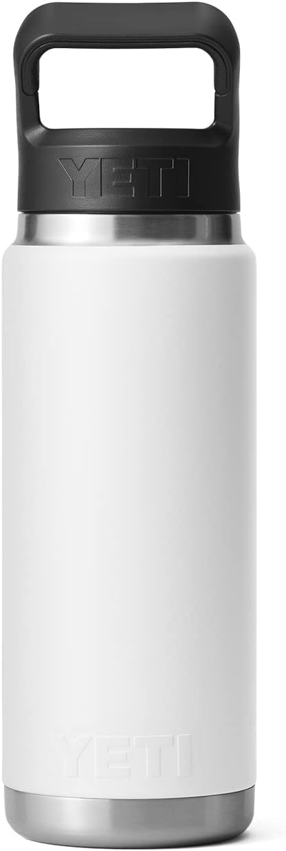 YETI Rambler 26 oz Bottle, Vacuum Insulated, Stainless Steel with Straw Cap, White