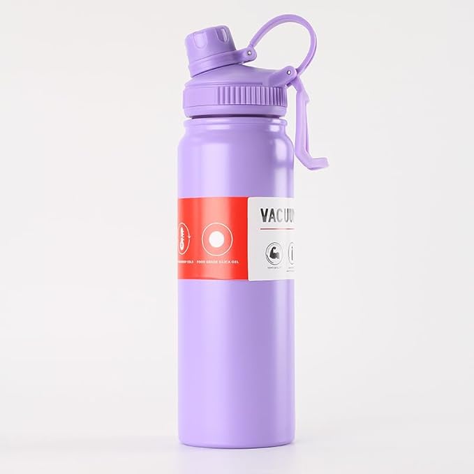 Gerrit 27 oz Insulated Vacuum Stainless Steel Water Bottle With Straight Drink Lid, Easy To Carry (Lilac), YP234, Large capacity