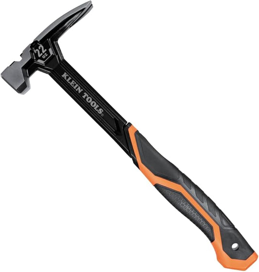 Klein Tools H80922S Smooth Face Framing Hammer with Straight Claw, 22-Ounce Forged Steel, Magnetic Nail Starter, and Extra-Large Squared Strike Face