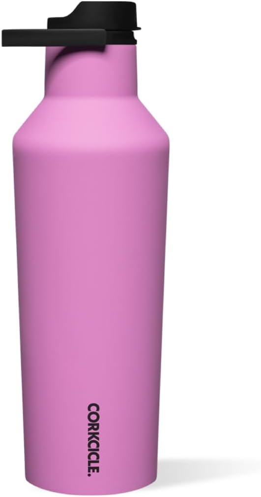 Corkcicle Insulated Canteen Travel Water Bottle, Triple Insulated Stainless Steel, Easy Grip Quick Sip Cap, Keeps Beverages Cold for 25 Hours or Warm for 12 Hours, 32oz, Fuchsia