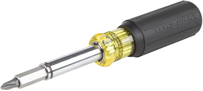 Klein Tools 32500MAG Magnetic Multi-Bit Screwdriver / Nut Driver, 11-in-1 Multi Tool with 8 Bits, 3 Nut Driver Sizes, Cushion Grip Handle