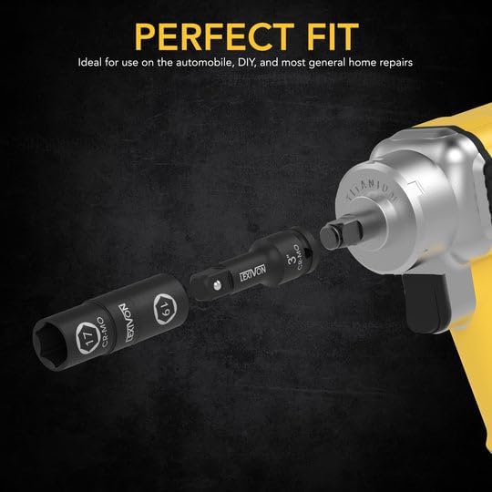 LEXIVON Lug Nut Impact Socket Set, 1/2-Inch Drive | Innovative 8-IN-4 Flip Socket Design, Covers Most Commonly Used Inch & Metric Wheel Nuts | Cr-Mo Steel = Full Impact Grade (LX-110)