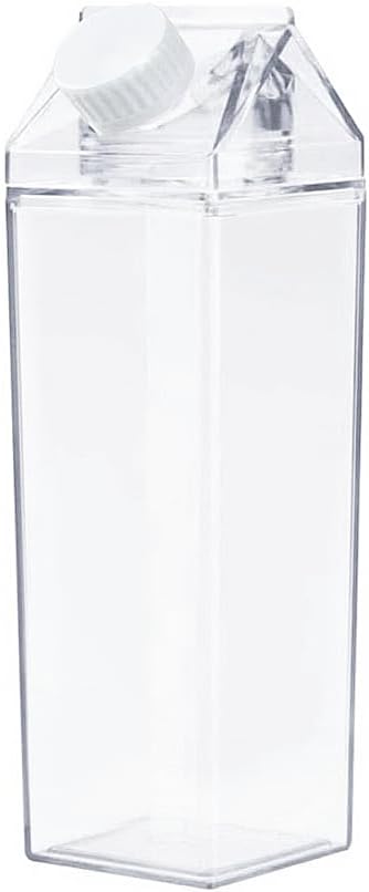 Jinberry 500ml/17Oz Cute Clear Milk Carton Water Bottle Portable Drinkware for Outdoor Climbing Tour or Camping