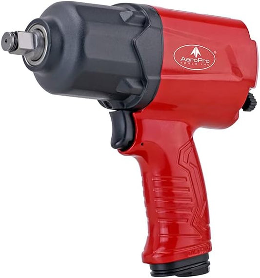 AEROPRO TOOLS 1/2-Inch Aluminum Air Impact Wrench(A398),Twin Hammer with 1380FT-LB Max Loosening Torque, Pneumatic Impact Gun, for Auto Repair, Tire Shop (Aluminum Housing)