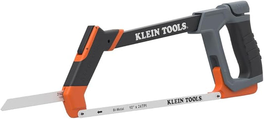 Klein Tools 31430 High Tension Hacksaw with Heavy Duty Frame, Converts to Jab Saw, Includes 12-Inch x 24 TPI and 6-Inch x 24 TPI Bi-Metal Blades, In-Frame Storage for Extra Blades