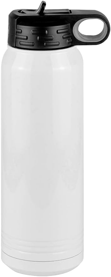 Football Mom Water Bottle, Messy Bun, White 30 oz Polar Camel with Straw Lid, Stainless Steel, Vacuum Insulated