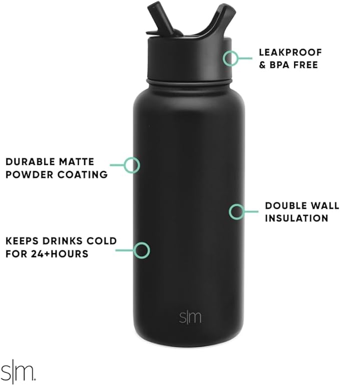 Simple Modern Officially Licensed NBA Water Bottle with Straw Lid Insulated Stainless Steel Thermos Gift | Summit Collection | 32oz