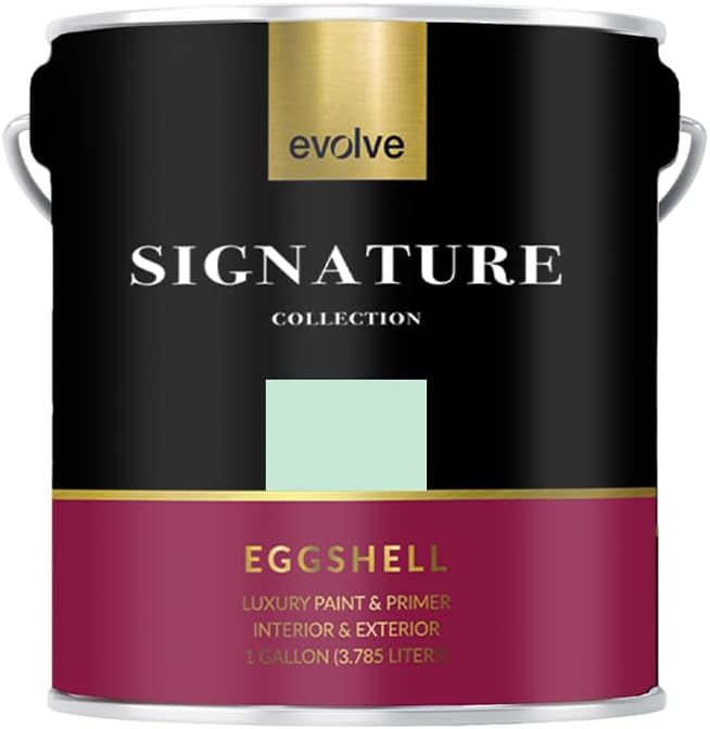 EVOLVE Signature Paint & Primer: Luxury Paint & Primer for Indoor & Outdoor Surfaces, Minimal Odor, Eggshell Sheen (Teal Green, 1 Gallon)
