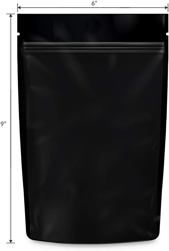 Mylar Bags Smell Proof 1 Ounce All Black - 1000 Count 9" X 6" 6mill Thickness - Packaging Bags - Mylar Bags For Food Storage - Resealable Bags - Smell Proof Bags - Dispensary Packaging