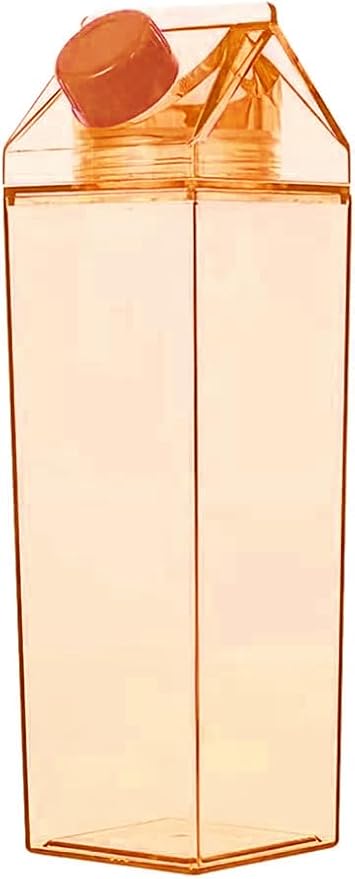 Jinberry 500ml/17Oz Cute Leakproof Milk Carton Water Bottle Portable Drinkware for Outdoor Climbing Tour or Camping