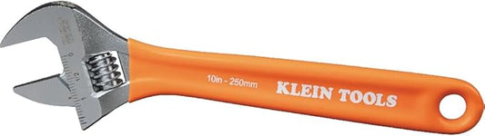 Klein Tools O50710 Adjustable Wrench, Precision Forged 1 1/2-Inch Extra-Capacity Jaw, SAE and Metric Scales, Plastic-Dipped Handle, 10-Inch