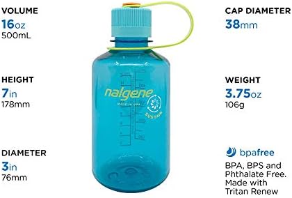 Nalgene Sustain Tritan BPA-Free Water Bottle Made with Material Derived from 50% Plastic Waste, 16 OZ, Narrow Mouth