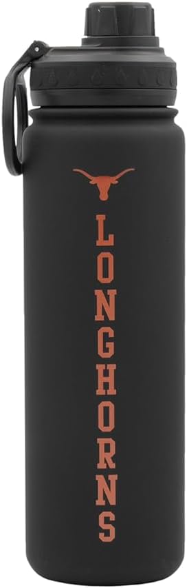 Texas Longhorns Water Bottle - Black Double Walled Stainless Steel 24 oz Keeps Drinks Cold or Hot