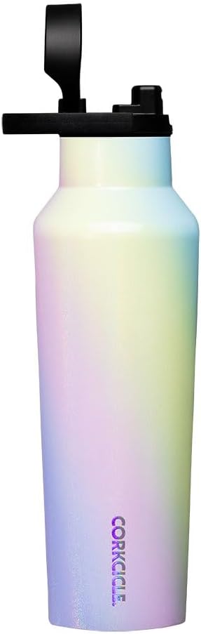Corkcicle Insulated Canteen Travel Water Bottle, Triple Insulated Stainless Steel, Easy Grip Straw Mouth, Keeps Beverages Cold for 25 Hours or Warm for 12 Hours, 20 oz, Rainbow Unicorn