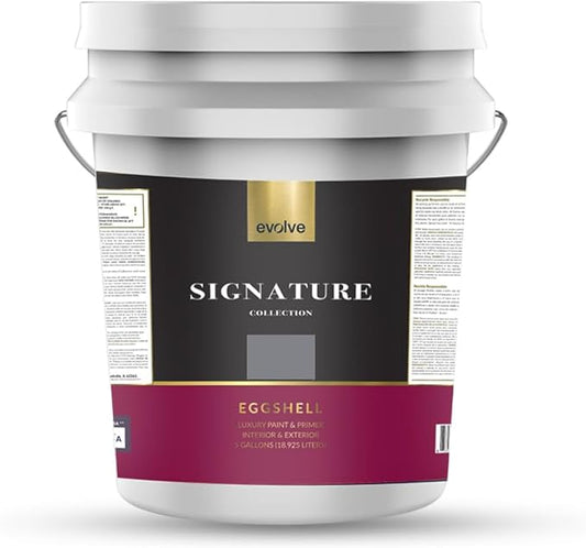 EVOLVE Signature Paint & Primer: Luxury Paint & Primer for Indoor & Outdoor Surfaces, Minimal Odor, Eggshell Sheen (Gunmetal Gray, 5 Gallon)