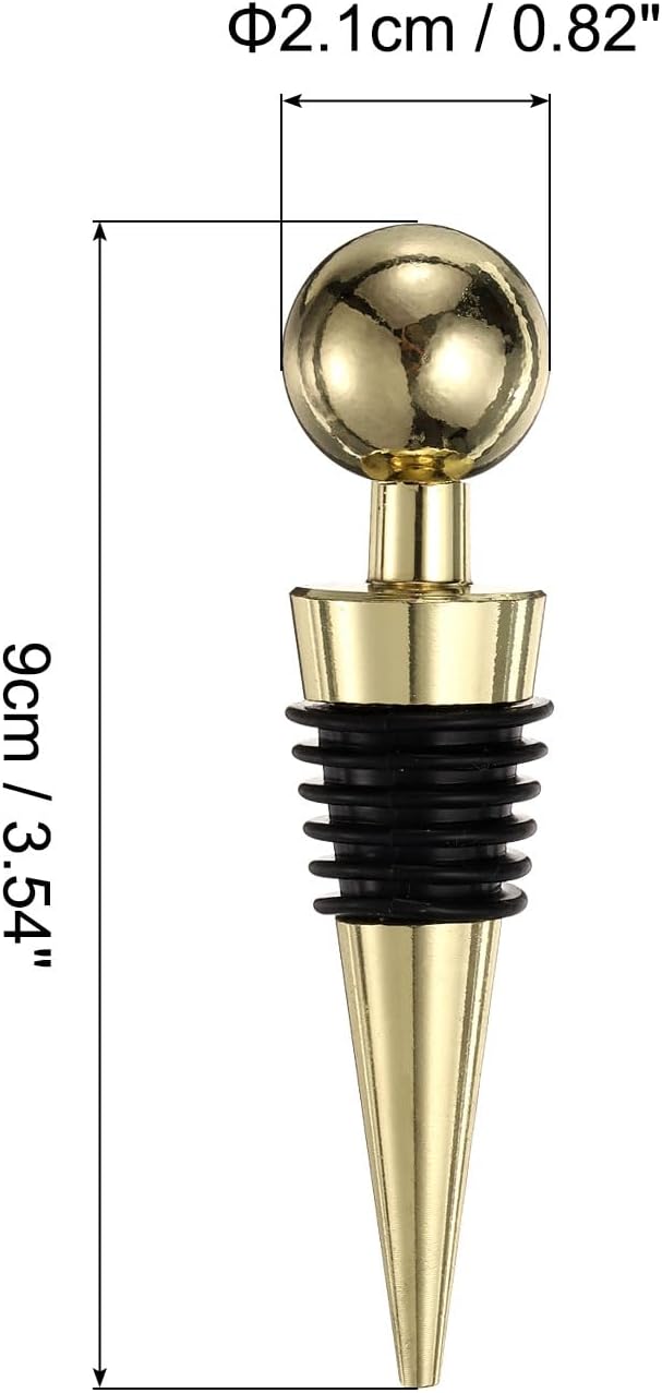 uxcell 3 Pcs Wine Bottle Corks, Vacuum Wine Bottle Stopper, Wine Stopper with Rubber Reusable Wine Corks, Suitable for Standard Bottle, Gold
