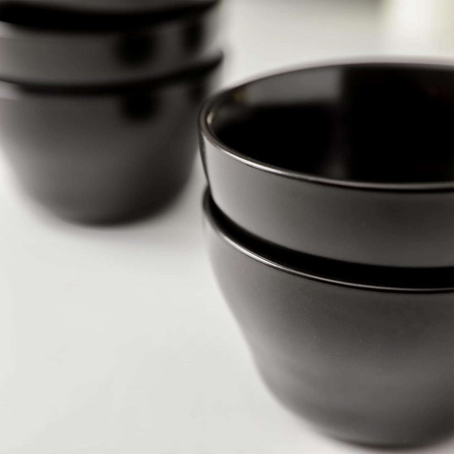 Selamica Ceramic Small Bowls Dessert Bowls 8oz Bouillon Cups for Dessert Soup Dipping Sauce Coffee Cupping Microwave and Dishwasher Safe - Set of 6(Black)