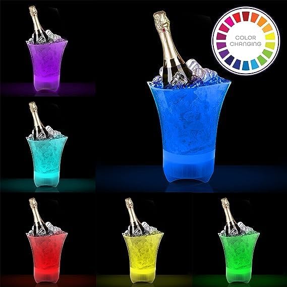 LUMl-Chill Portable Collapsible Ice Bucket for Wine, Soda, Drinks with Built in Wireless Bluetooth Speaker - Party LED lights