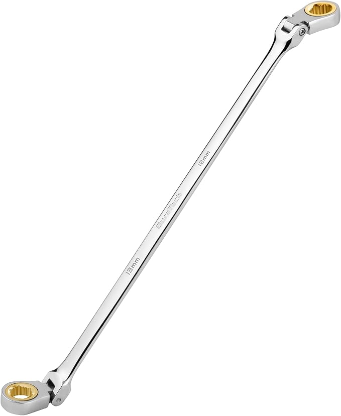 DURATECH 12 * 13 mm Extra Long Anti-Slip Flex-Head Ratcheting Wrench, Metric, CR-V Steel