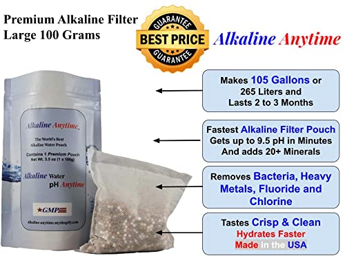 Alkaline Water Filter Pitcher with Infuser, Glass Pitcher with Lid 1.5L | 9.5 pH Alkaline Filters | Tea Pitcher | Borosilicate Glass | Infuser Pitcher (3 Pack (100g Filters))