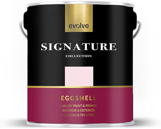 EVOLVE Signature Paint & Primer: Luxury Paint & Primer for Indoor & Outdoor Surfaces, Minimal Odor, Eggshell Sheen (Petal Pink, 1 Gallon)